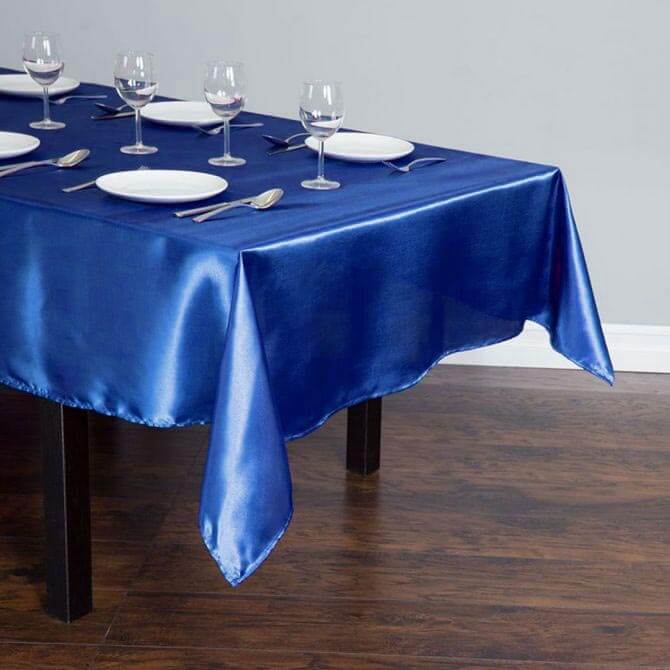 Satin Rectangular 60"x102" Tablecloth Royal Blue - Smooth and Lustrous Table Cover - Linen Luxes