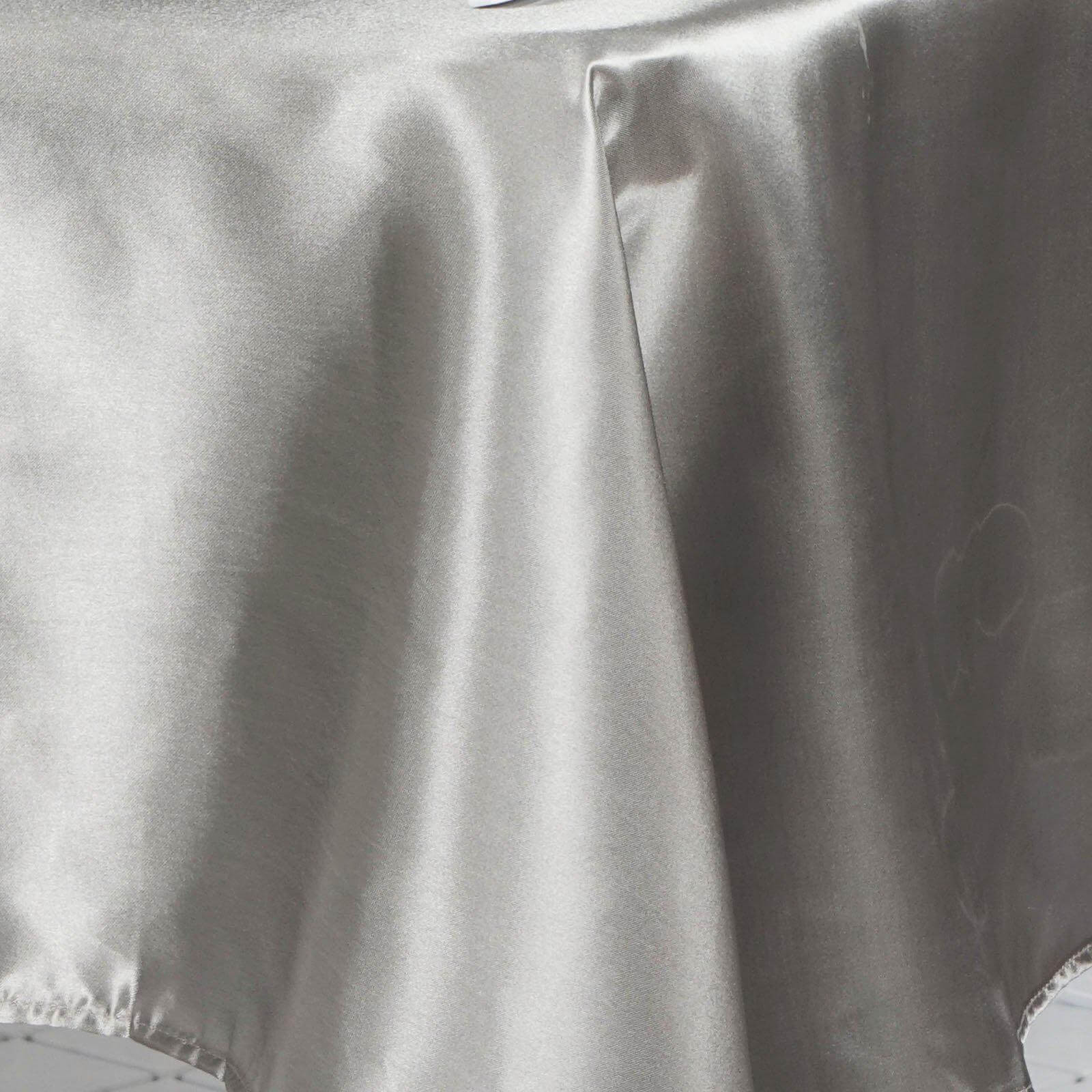 Satin Rectangular 60"x102" Tablecloth Silver - Smooth and Lustrous Table Cover - Linen Luxes