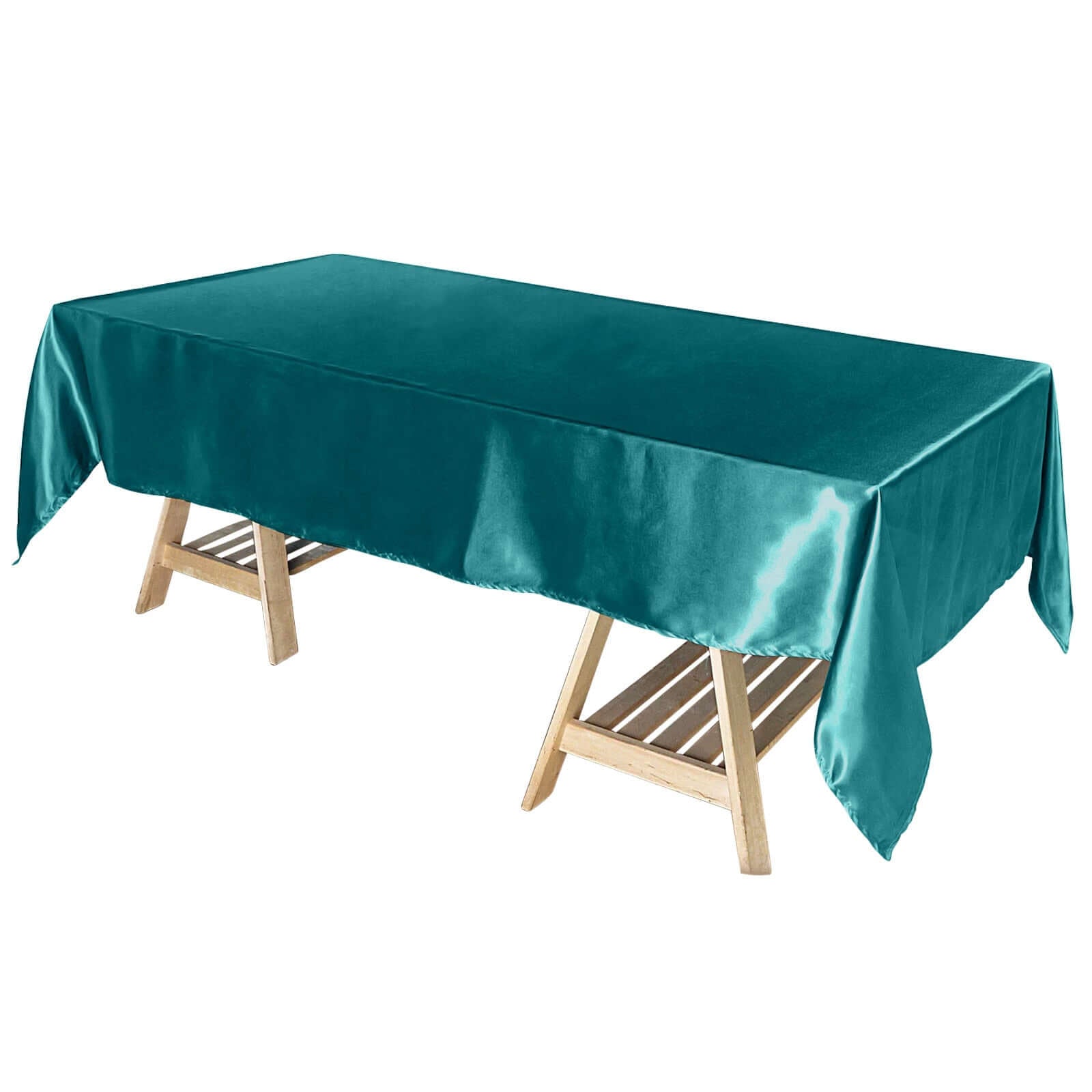 Satin Rectangular 60"x102" Tablecloth Turquoise - Smooth and Lustrous Table Cover - Linen Luxes