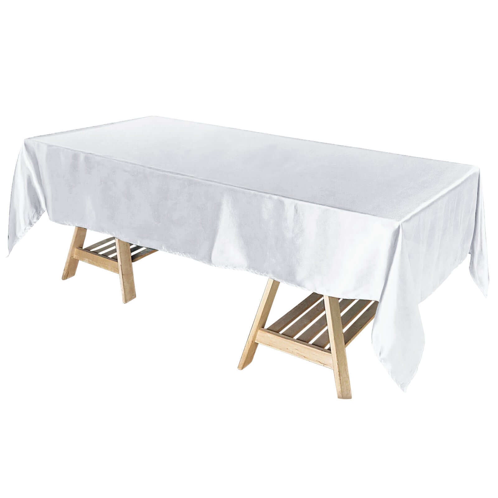 Satin Rectangular 60"x102" Tablecloth White - Smooth and Lustrous Finish for Weddings and Parties - Linen Luxes