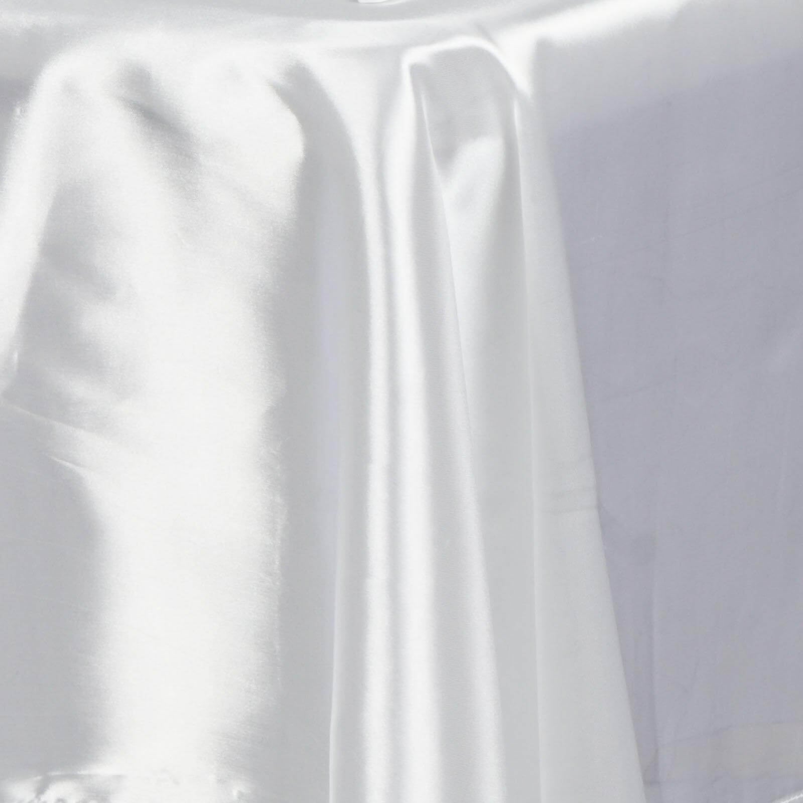 Satin Rectangular 60"x102" Tablecloth White - Smooth and Lustrous Finish for Weddings and Parties - Linen Luxes