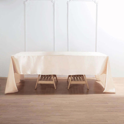 Satin Rectangular 60"x126" Tablecloth Beige - Smooth and Lustrous Table Cover - Linen Luxes