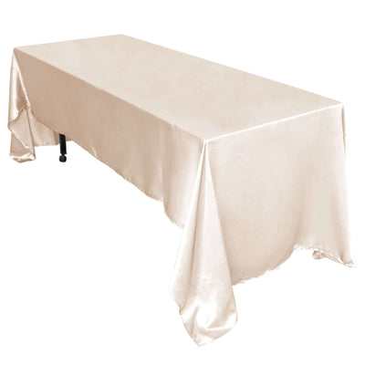 Satin Rectangular 60"x126" Tablecloth Beige - Smooth and Lustrous Table Cover - Linen Luxes