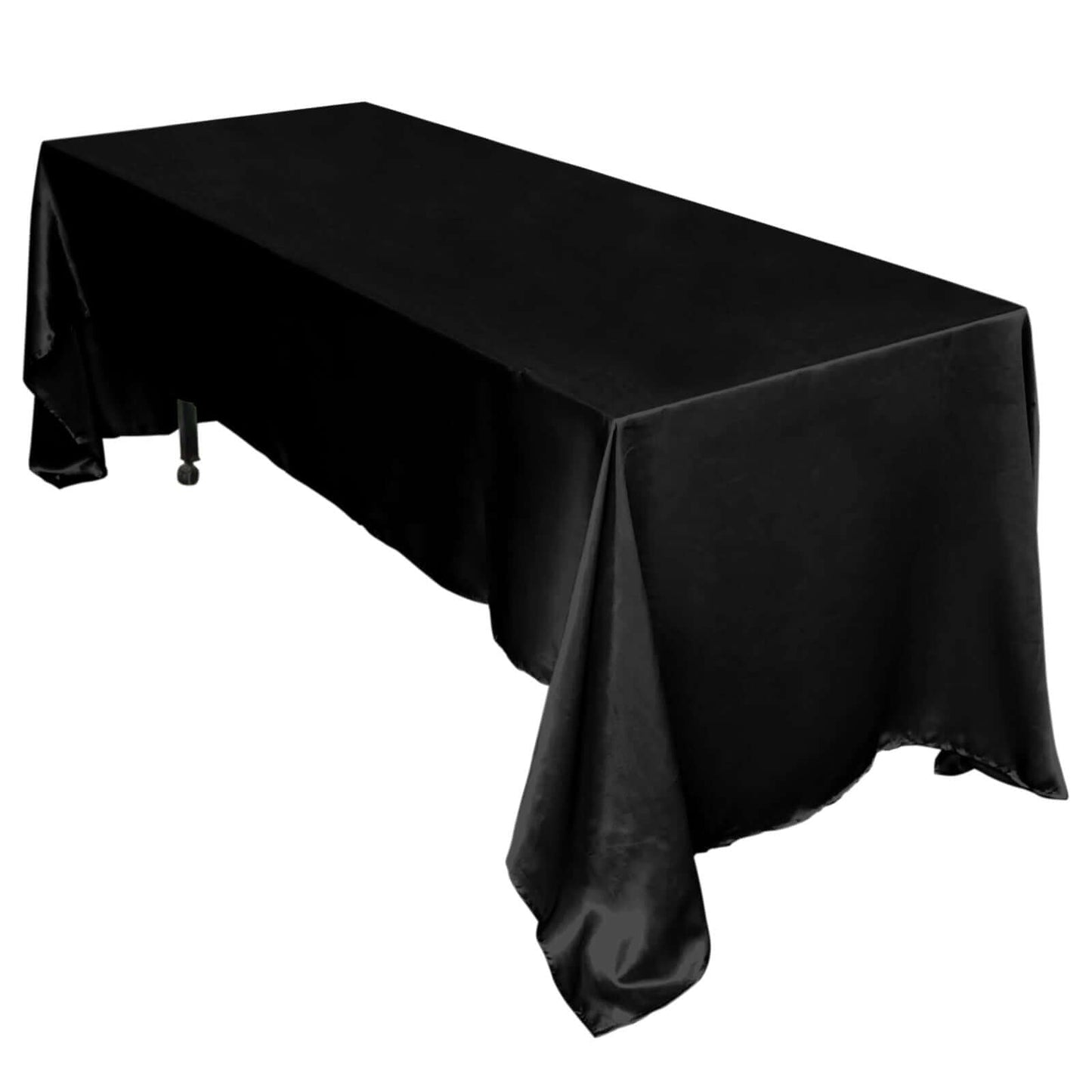 Satin Rectangular 60"x126" Tablecloth Black - Smooth and Lustrous Table Cover - Linen Luxes