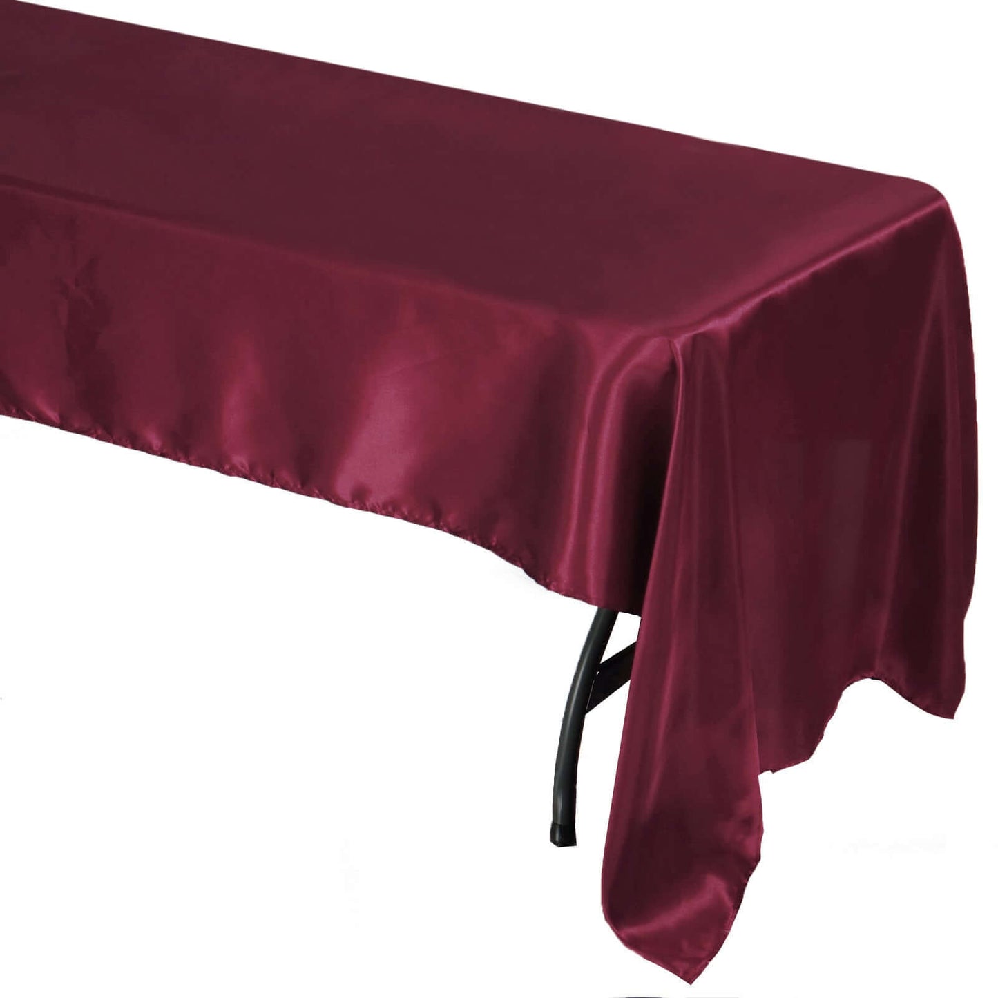 Satin Rectangular 60"x126" Tablecloth Burgundy - Smooth and Lustrous Table Cover - Linen Luxes