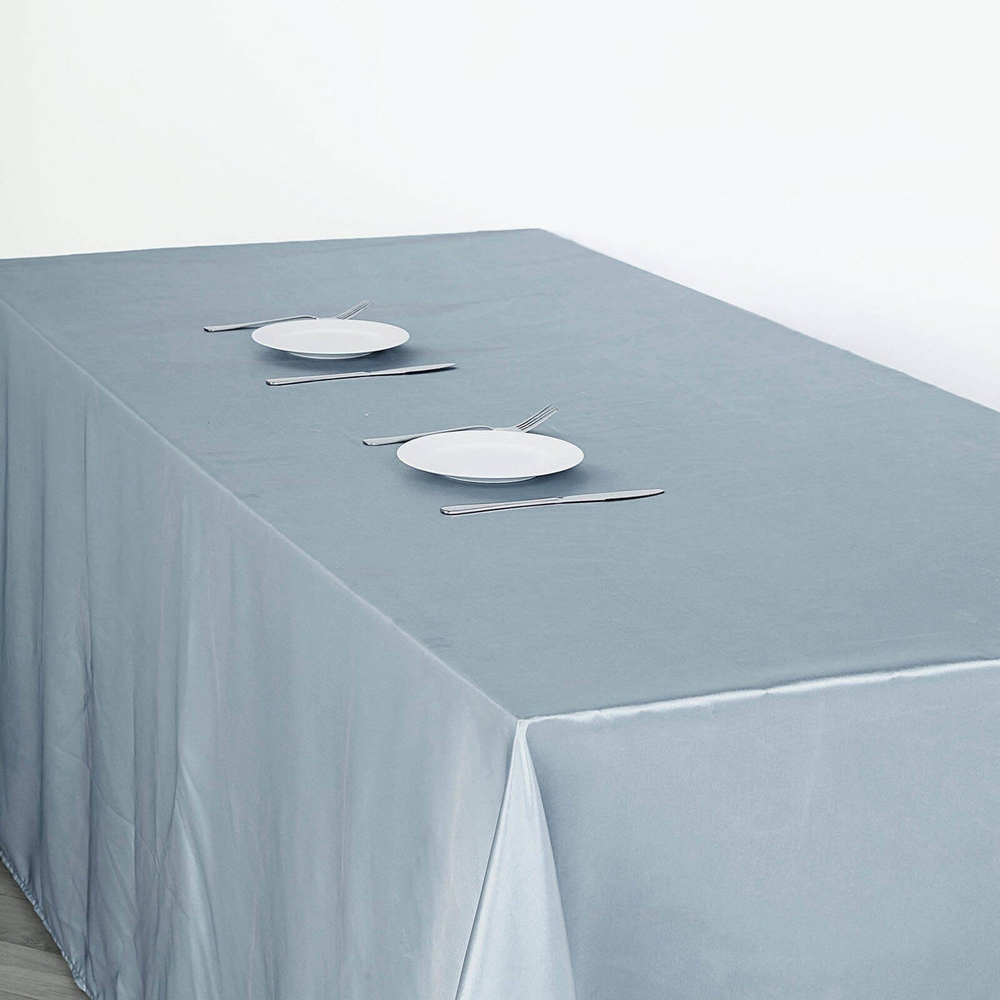 Satin Rectangular 60"x126" Tablecloth Dusty Blue - Smooth and Lustrous Table Cover - Linen Luxes