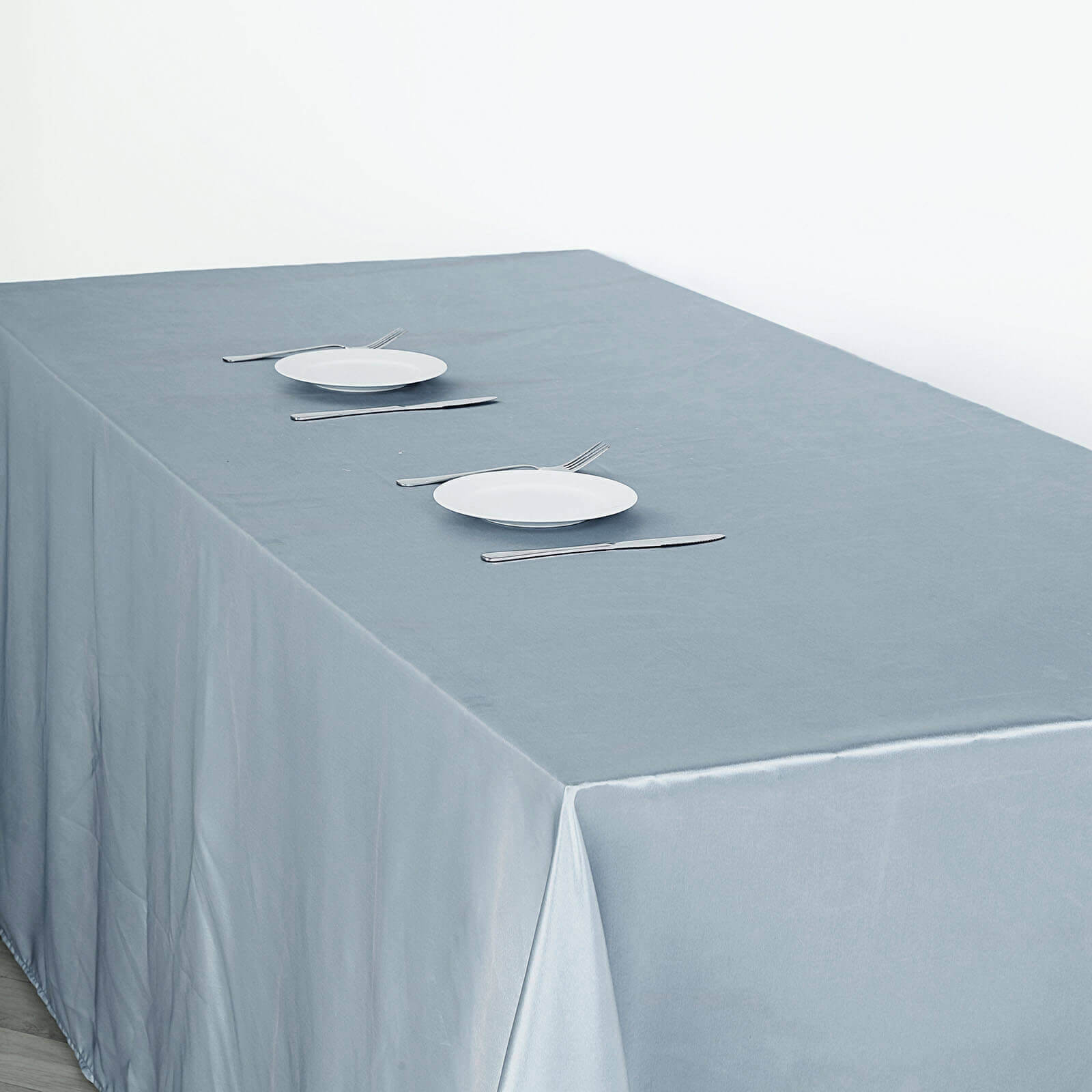 Satin Rectangular 60"x126" Tablecloth Dusty Blue - Smooth and Lustrous Table Cover - Linen Luxes