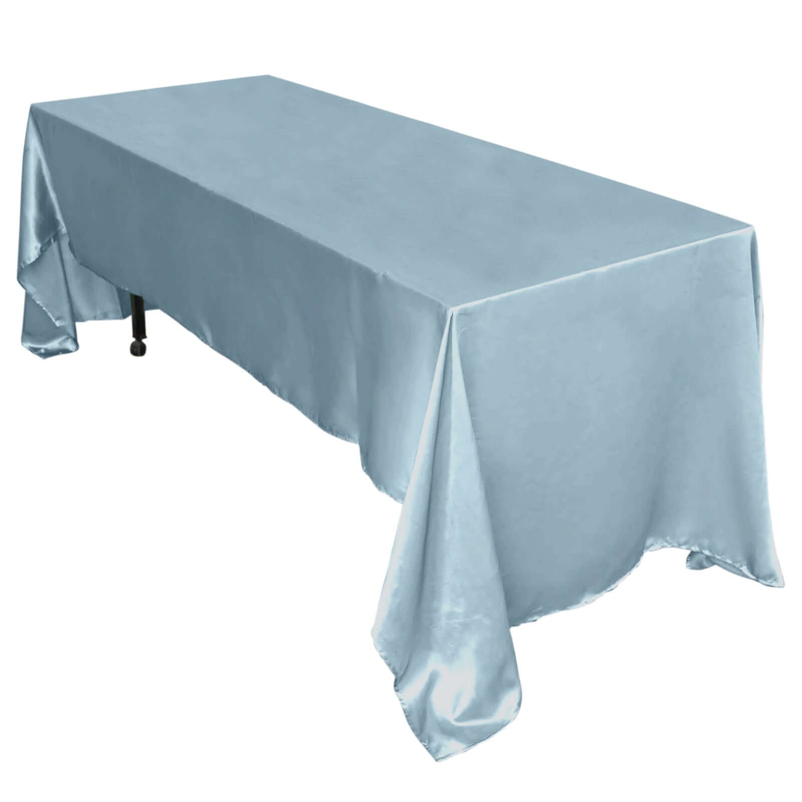 Satin Rectangular 60"x126" Tablecloth Dusty Blue - Smooth and Lustrous Table Cover - Linen Luxes