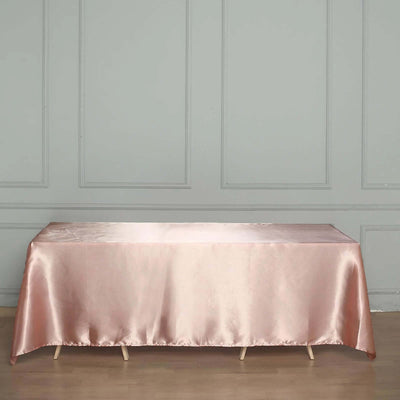 Satin Rectangular 60"x126" Tablecloth Dusty Rose - Smooth and Lustrous Table Cover - Linen Luxes