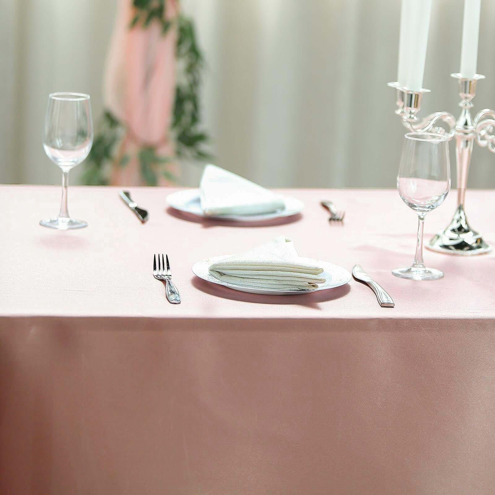 Satin Rectangular 60"x126" Tablecloth Dusty Rose - Smooth and Lustrous Table Cover - Linen Luxes