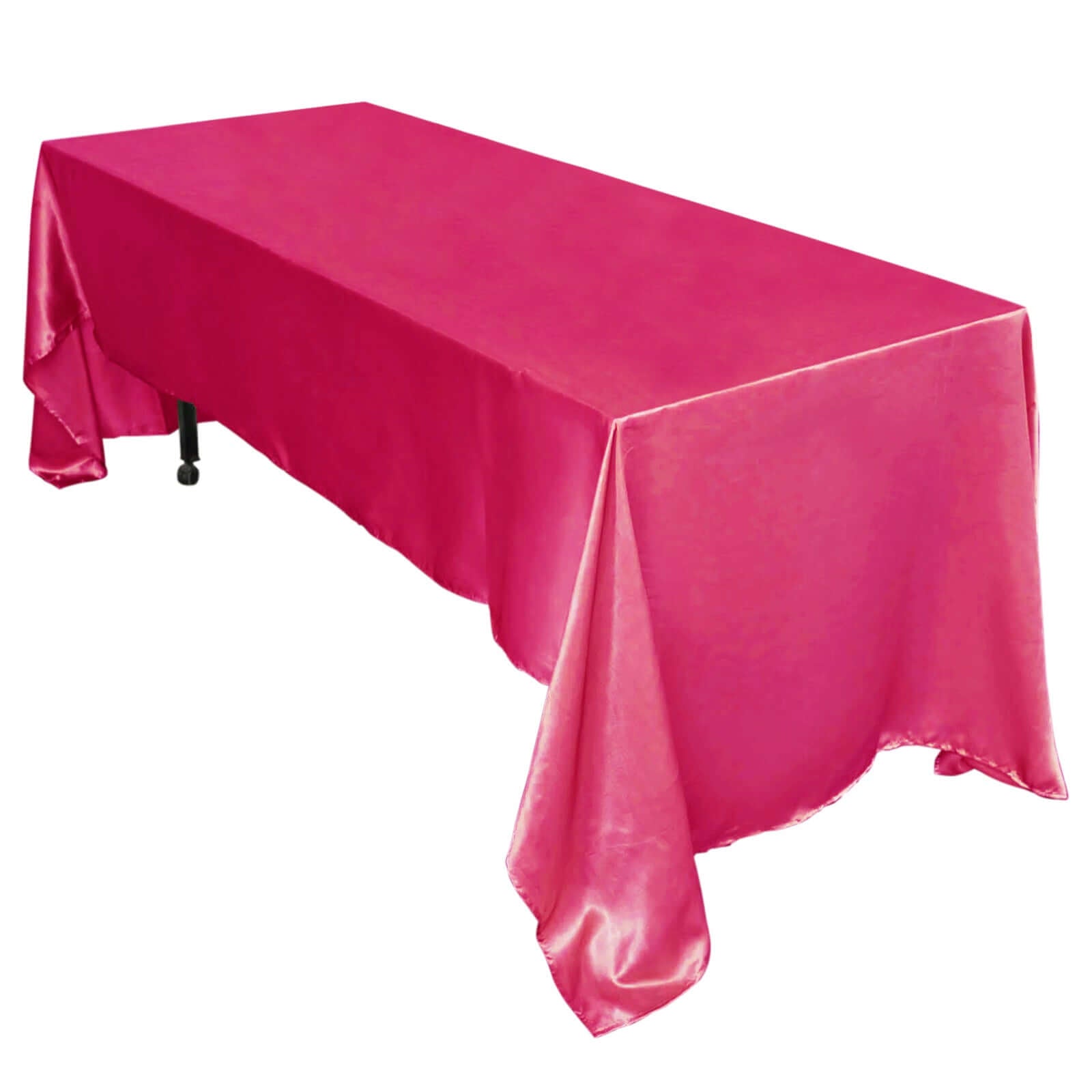 Satin Rectangular 60"x126" Tablecloth Fuchsia - Smooth and Lustrous Table Cover - Linen Luxes