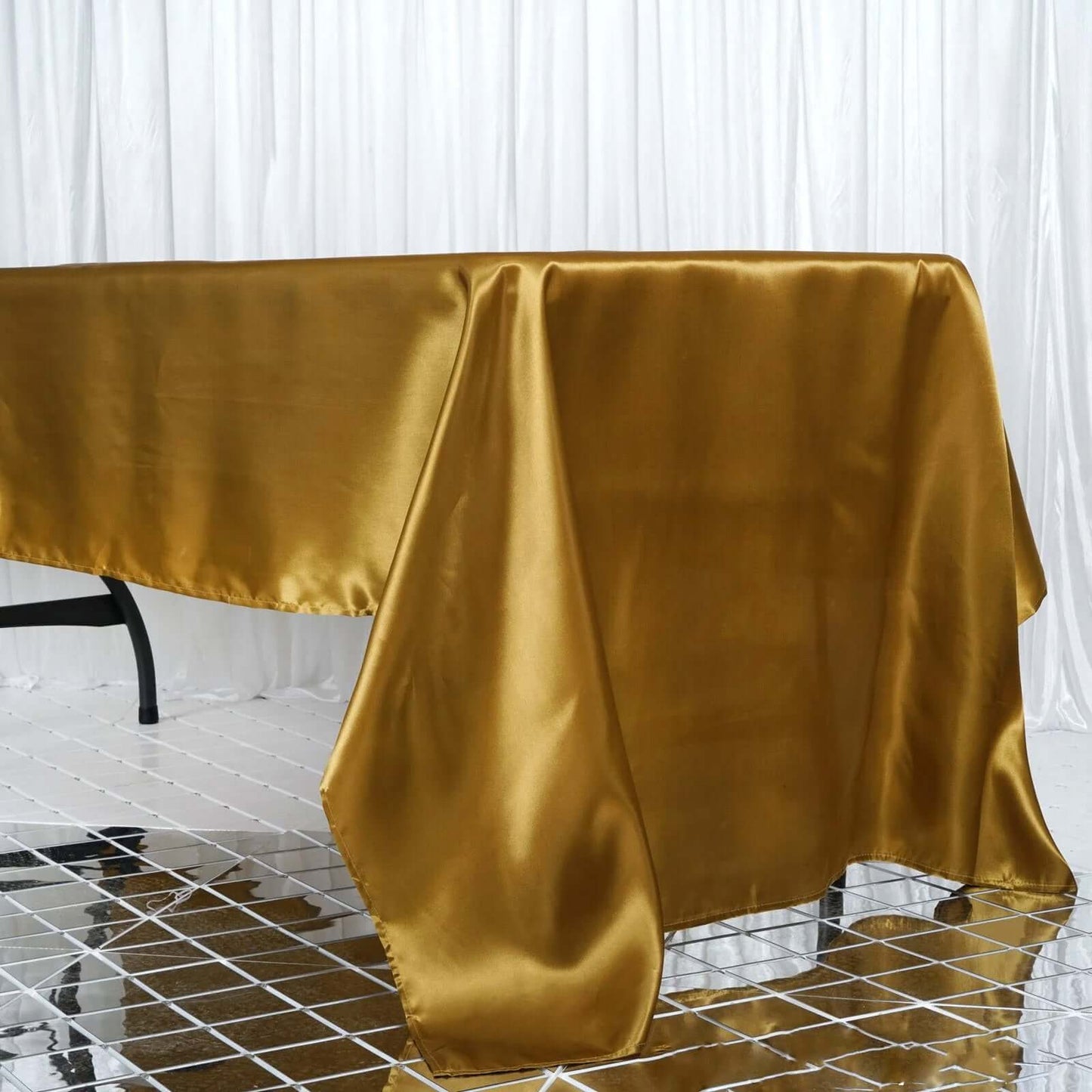 Satin Rectangular 60"x126" Tablecloth Gold - Smooth and Lustrous Finish for Weddings and Parties - Linen Luxes