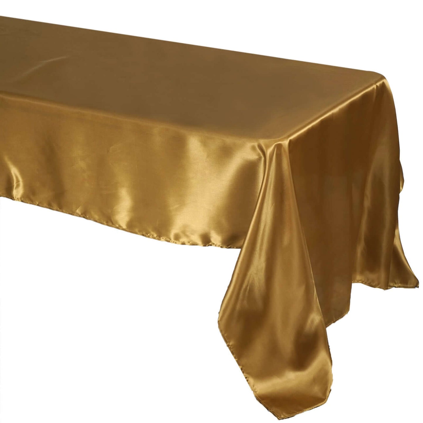 Satin Rectangular 60"x126" Tablecloth Gold - Smooth and Lustrous Finish for Weddings and Parties - Linen Luxes
