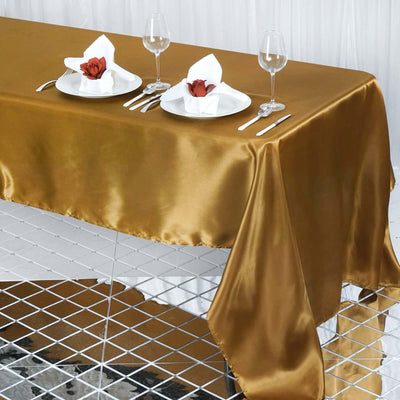 Satin Rectangular 60"x126" Tablecloth Gold - Smooth and Lustrous Finish for Weddings and Parties - Linen Luxes