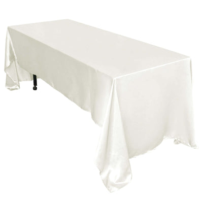 Satin Rectangular 60"x126" Tablecloth Ivory - Smooth and Lustrous Table Cover - Linen Luxes