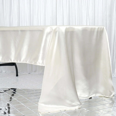 Satin Rectangular 60"x126" Tablecloth Ivory - Smooth and Lustrous Table Cover - Linen Luxes