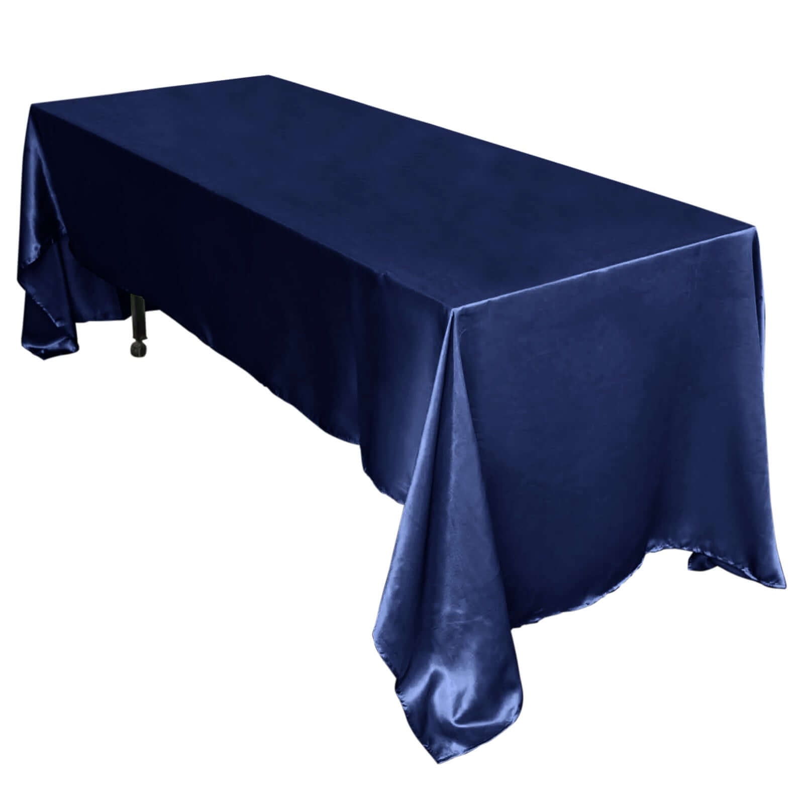 Satin Rectangular 60"x126" Tablecloth Navy Blue - Smooth and Lustrous Table Cover - Linen Luxes