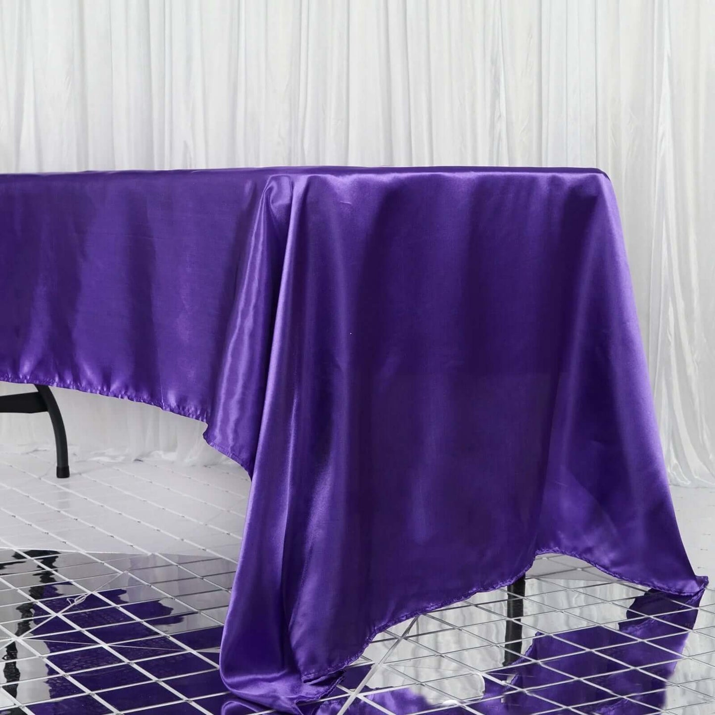 Satin Rectangular 60"x126" Tablecloth Purple - Smooth and Lustrous Table Cover - Linen Luxes