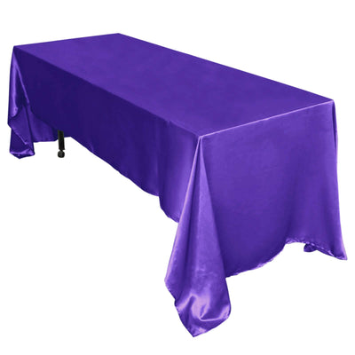 Satin Rectangular 60"x126" Tablecloth Purple - Smooth and Lustrous Table Cover - Linen Luxes