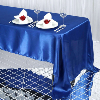 Satin Rectangular 60"x126" Tablecloth Royal Blue - Smooth and Lustrous Table Cover - Linen Luxes