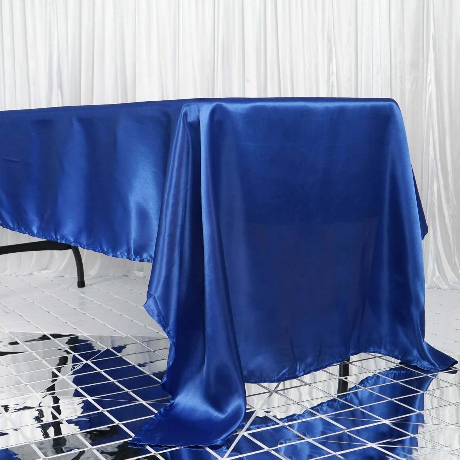 Satin Rectangular 60"x126" Tablecloth Royal Blue - Smooth and Lustrous Table Cover - Linen Luxes