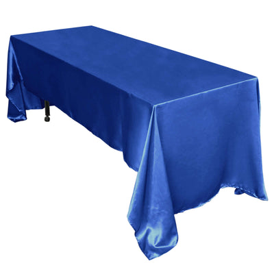 Satin Rectangular 60"x126" Tablecloth Royal Blue - Smooth and Lustrous Table Cover - Linen Luxes