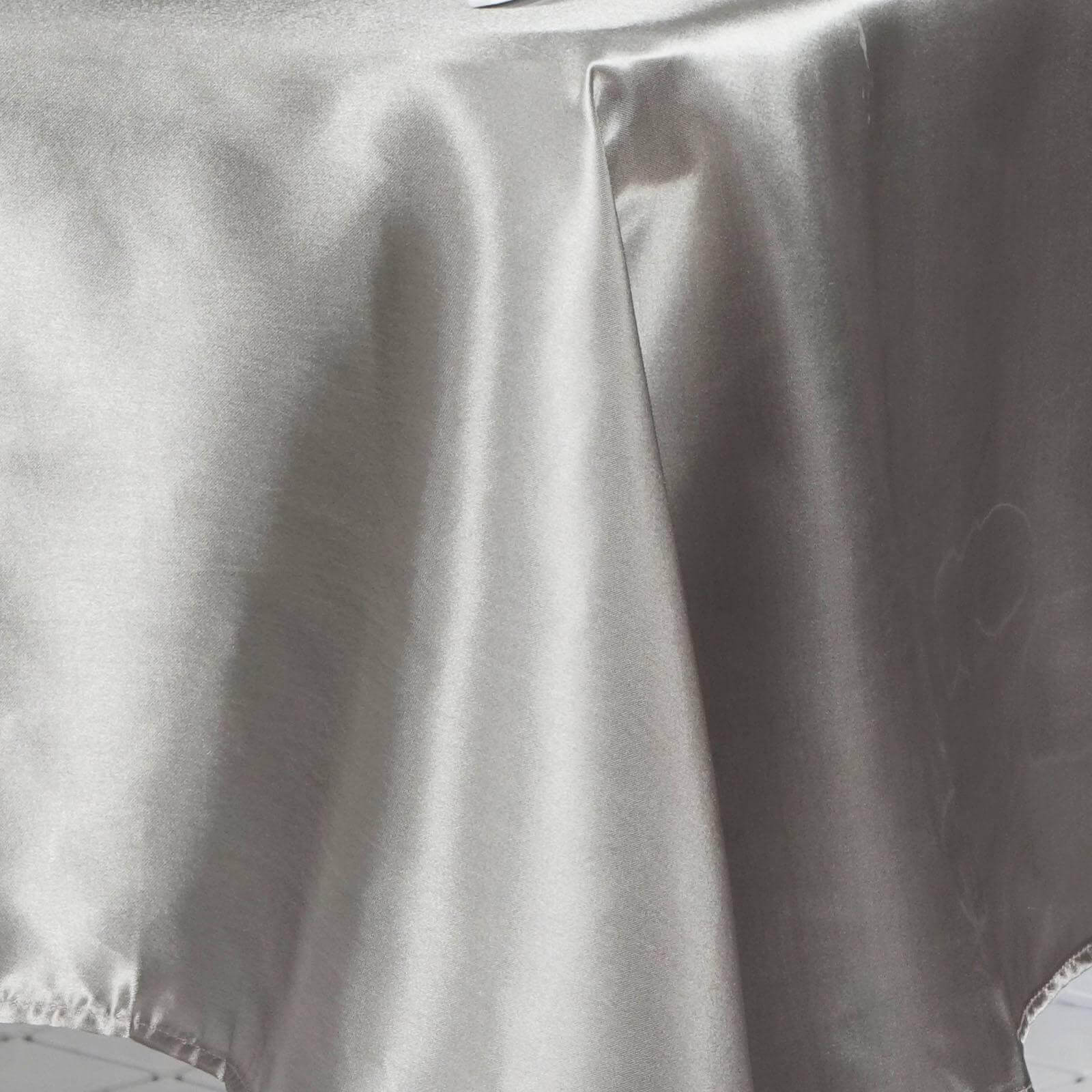 Satin Rectangular 60"x126" Tablecloth Silver - Smooth and Lustrous Table Cover - Linen Luxes