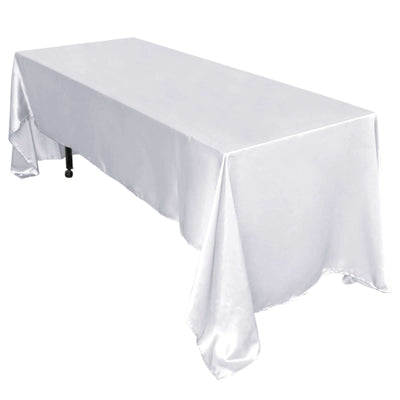 Satin Rectangular 60"x126" Tablecloth White - Smooth and Lustrous Finish for Weddings and Parties - Linen Luxes