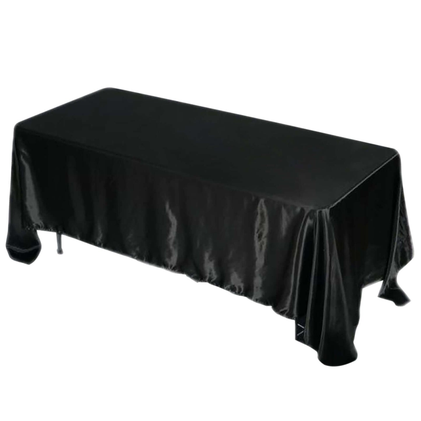 Satin Rectangular 72"x120" Tablecloth Black - Smooth & Easy to Maintain Table Cover - Linen Luxes