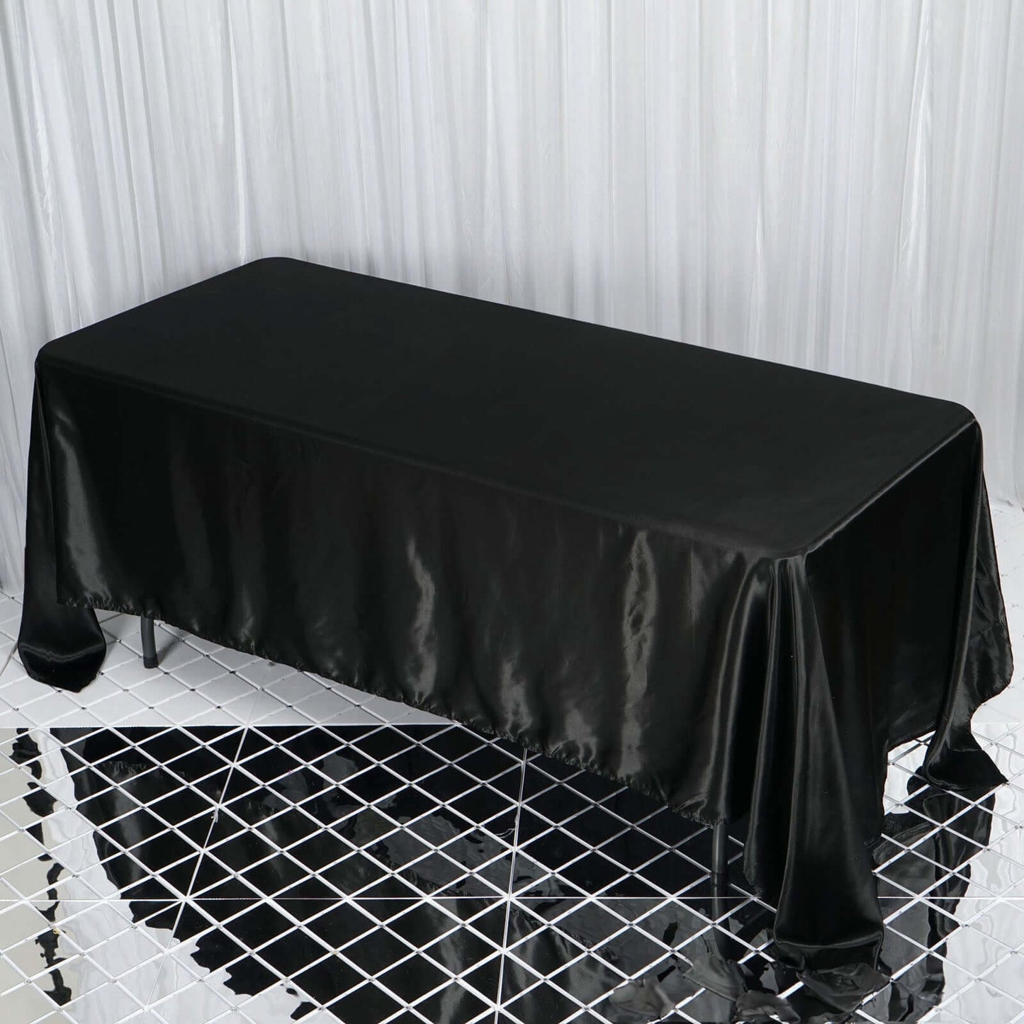 Satin Rectangular 72"x120" Tablecloth Black - Smooth & Easy to Maintain Table Cover - Linen Luxes