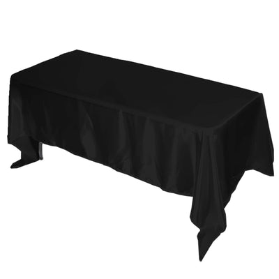Satin Rectangular 72"x120" Tablecloth Black - Smooth & Easy to Maintain Table Cover - Linen Luxes