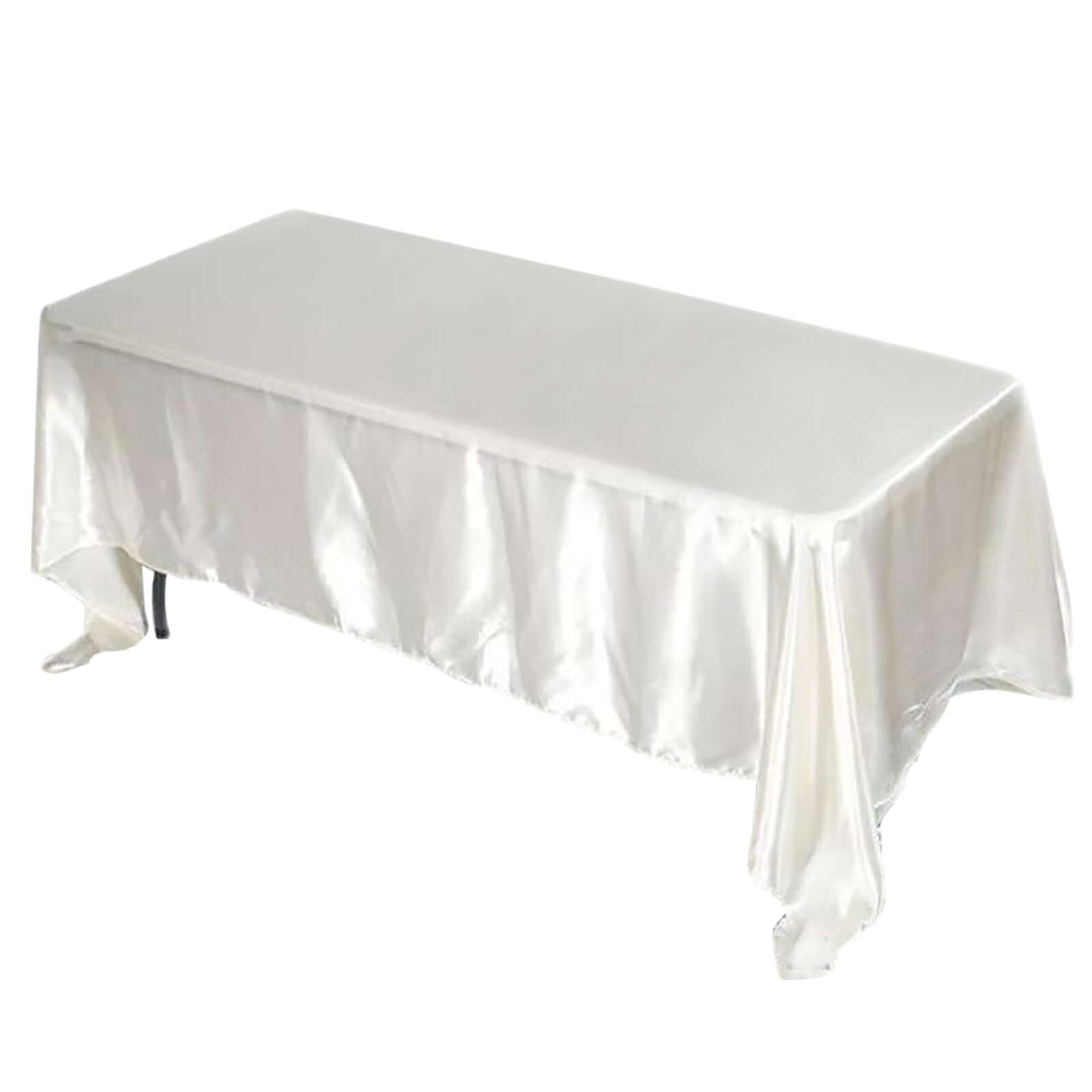 Satin Rectangular 72"x120" Tablecloth Ivory - Smooth & Easy to Maintain Table Cover - Linen Luxes