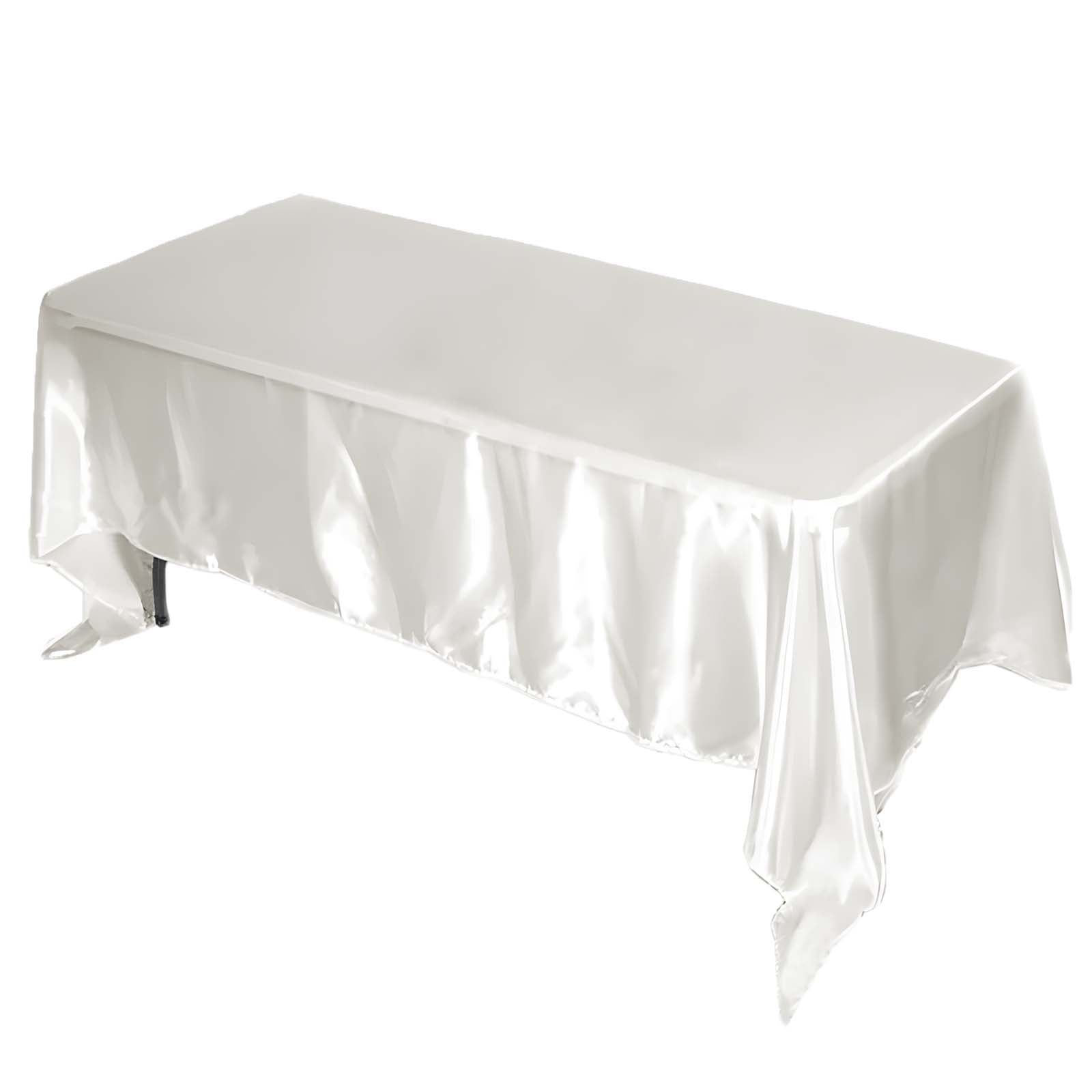 Satin Rectangular 72"x120" Tablecloth Ivory - Smooth & Easy to Maintain Table Cover - Linen Luxes