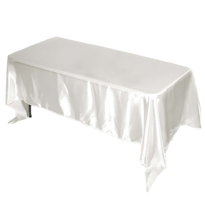 Satin Rectangular 72"x120" Tablecloth Ivory - Smooth & Easy to Maintain Table Cover - Linen Luxes