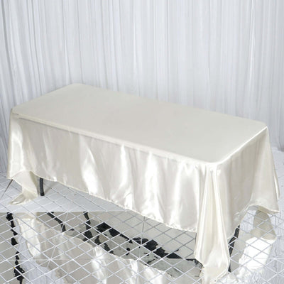 Satin Rectangular 72"x120" Tablecloth Ivory - Smooth & Easy to Maintain Table Cover - Linen Luxes