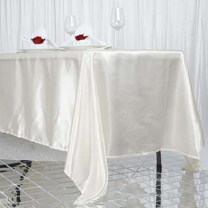 Satin Rectangular 72"x120" Tablecloth Ivory - Smooth & Easy to Maintain Table Cover - Linen Luxes