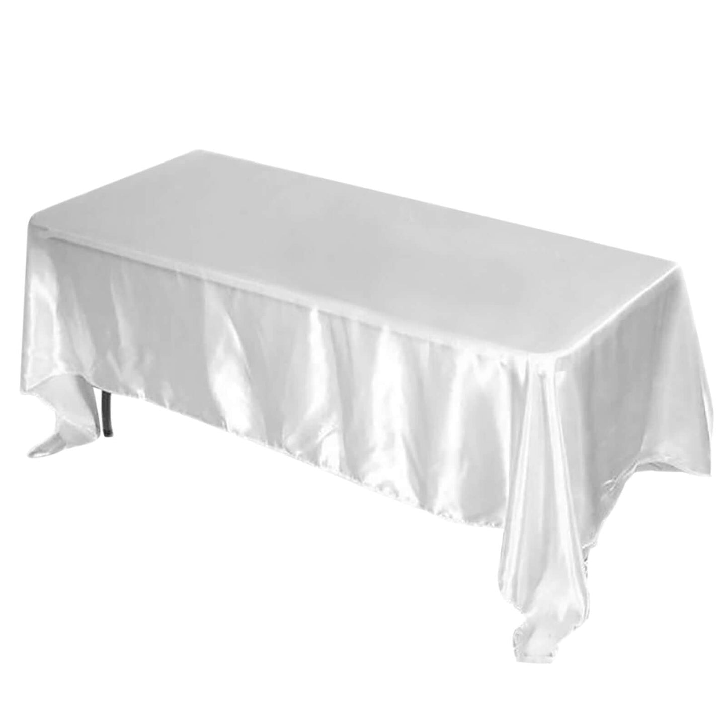 Satin Rectangular 72"x120" Tablecloth White - Smooth & Easy to Maintain Table Cover For Classy Weddings & Events - Linen Luxes