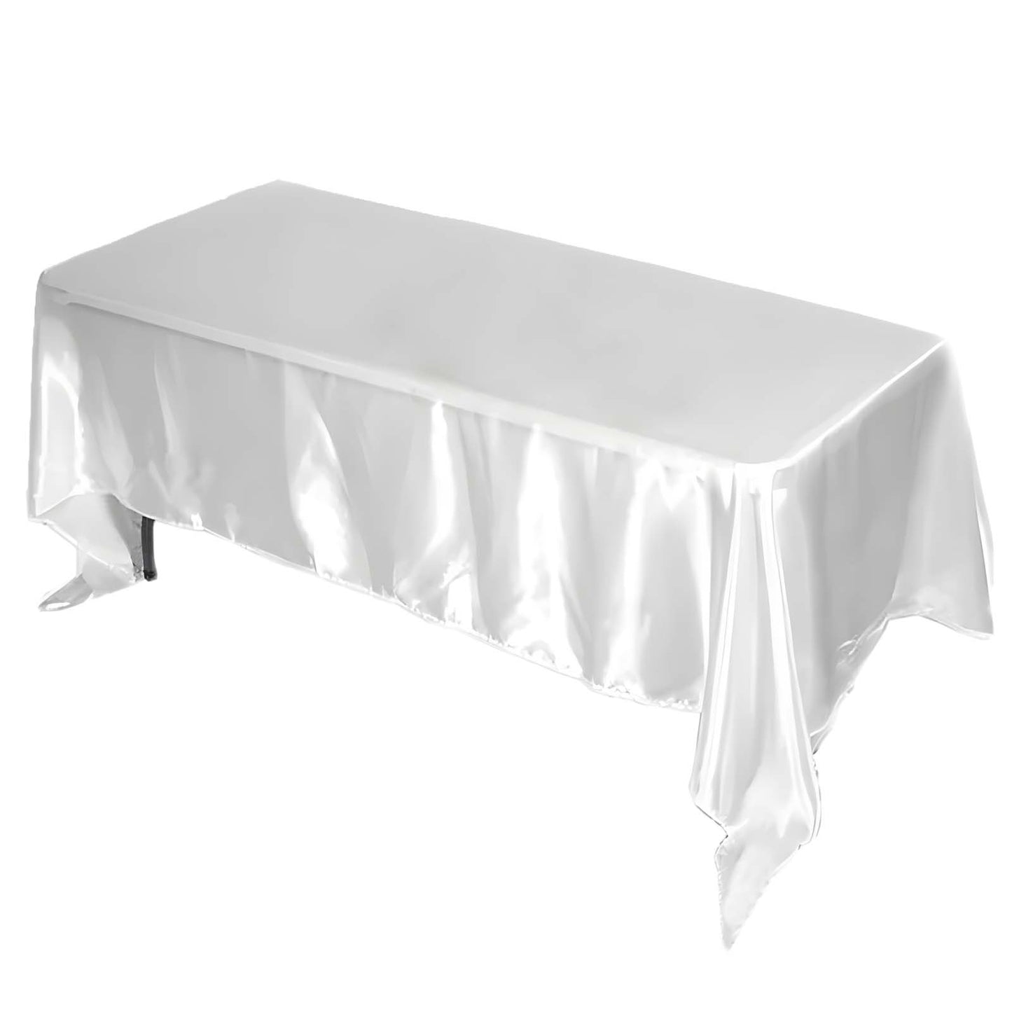 Satin Rectangular 72"x120" Tablecloth White - Smooth & Easy to Maintain Table Cover For Classy Weddings & Events - Linen Luxes