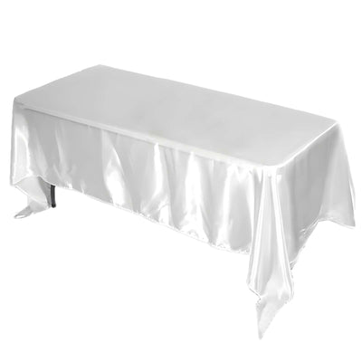 Satin Rectangular 72"x120" Tablecloth White - Smooth & Easy to Maintain Table Cover For Classy Weddings & Events - Linen Luxes