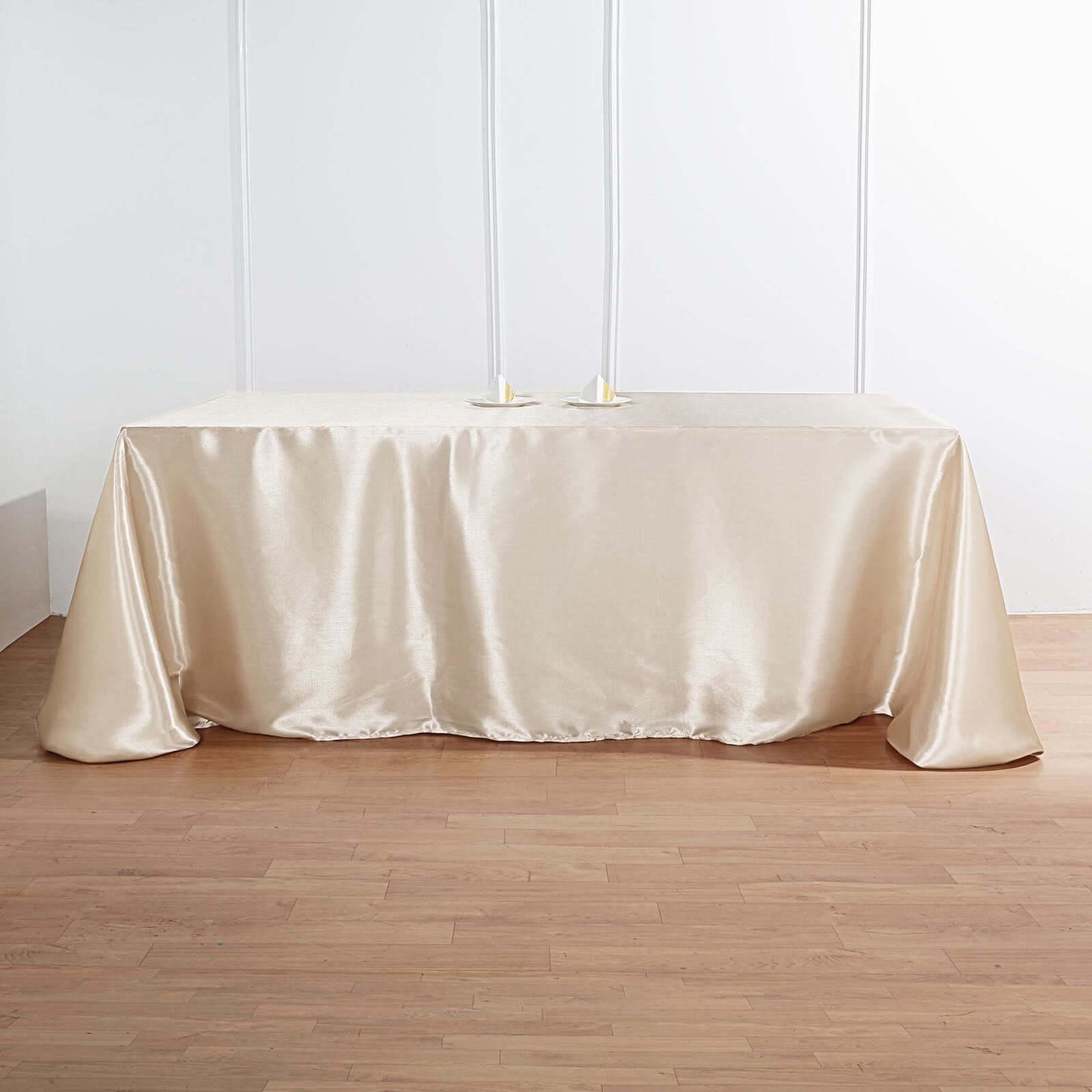 Satin Rectangular 90"x132" Tablecloth Beige - Seamless Table Cover - Linen Luxes