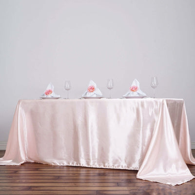 Satin Rectangular 90"x132" Tablecloth Blush - Seamless Table Cover - Linen Luxes