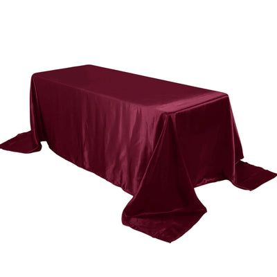 Satin Rectangular 90"x132" Tablecloth Burgundy - Seamless Table Cover - Linen Luxes