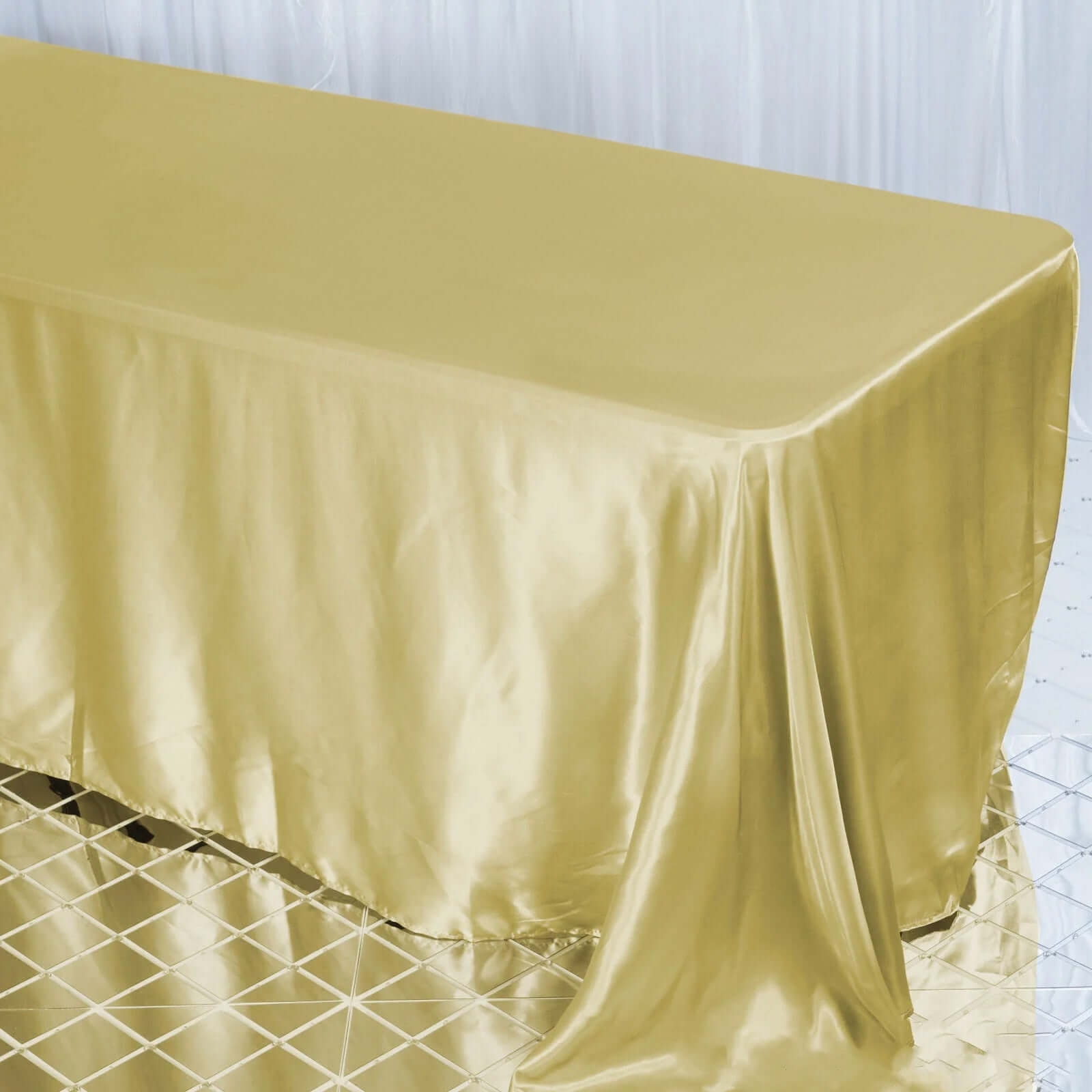 Satin Rectangular 90"x132" Tablecloth Champagne - Seamless Table Cover - Linen Luxes