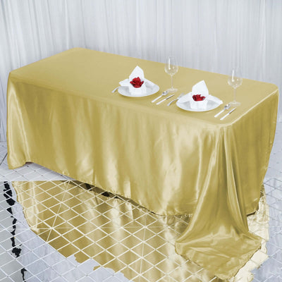 Satin Rectangular 90"x132" Tablecloth Champagne - Seamless Table Cover - Linen Luxes