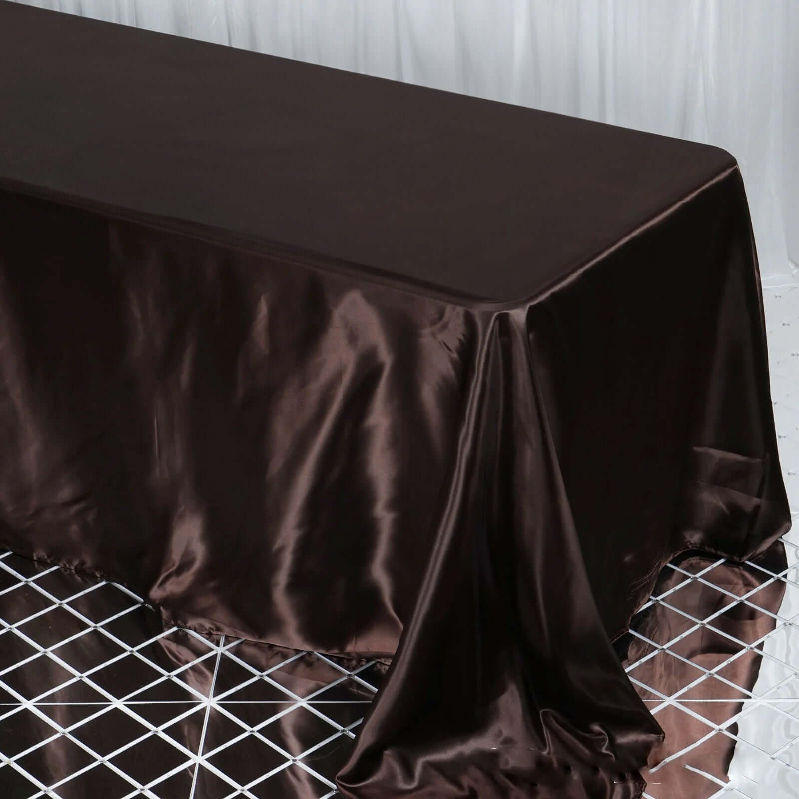 Satin Rectangular 90"x132" Tablecloth Chocolate - Seamless Table Cover - Linen Luxes