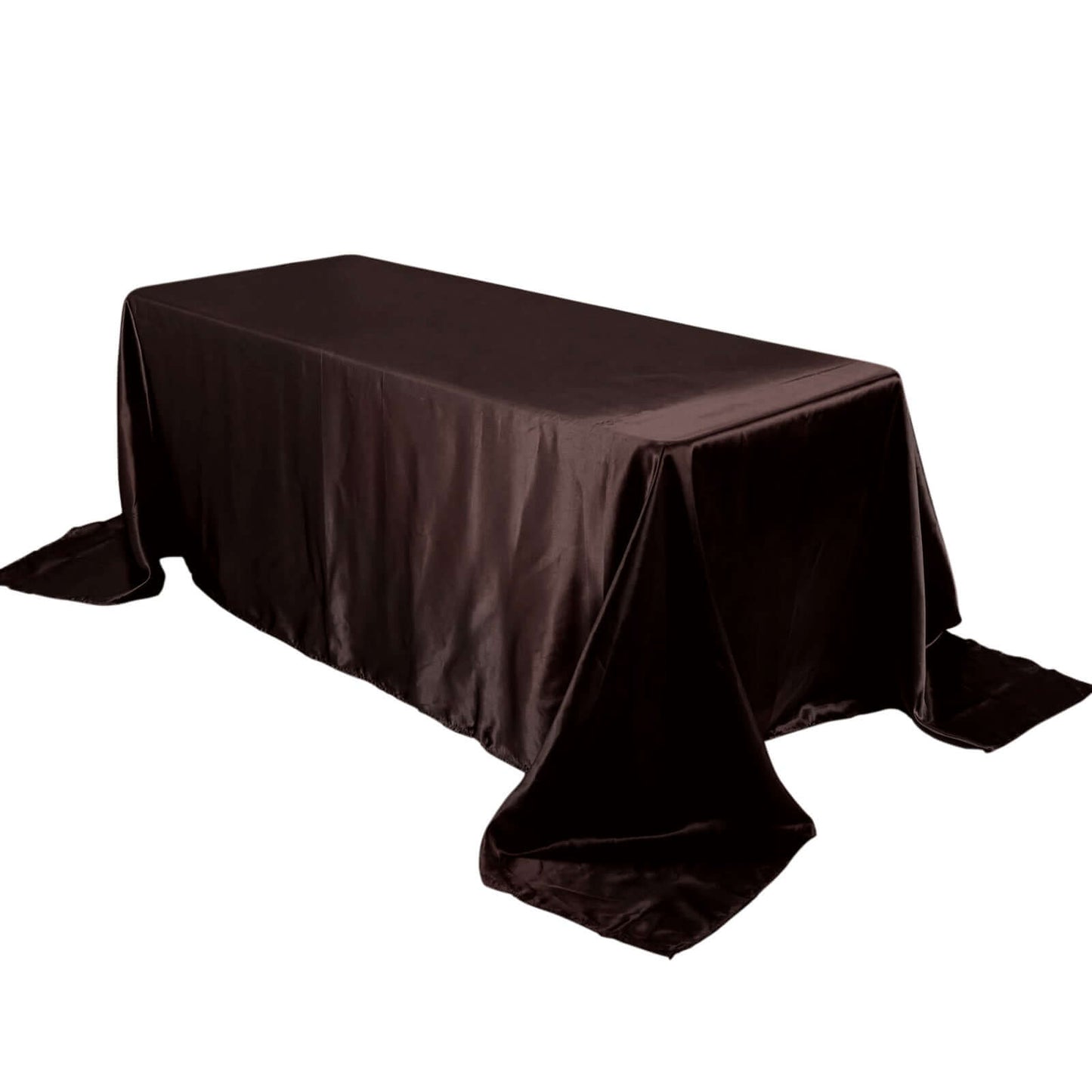 Satin Rectangular 90"x132" Tablecloth Chocolate - Seamless Table Cover - Linen Luxes