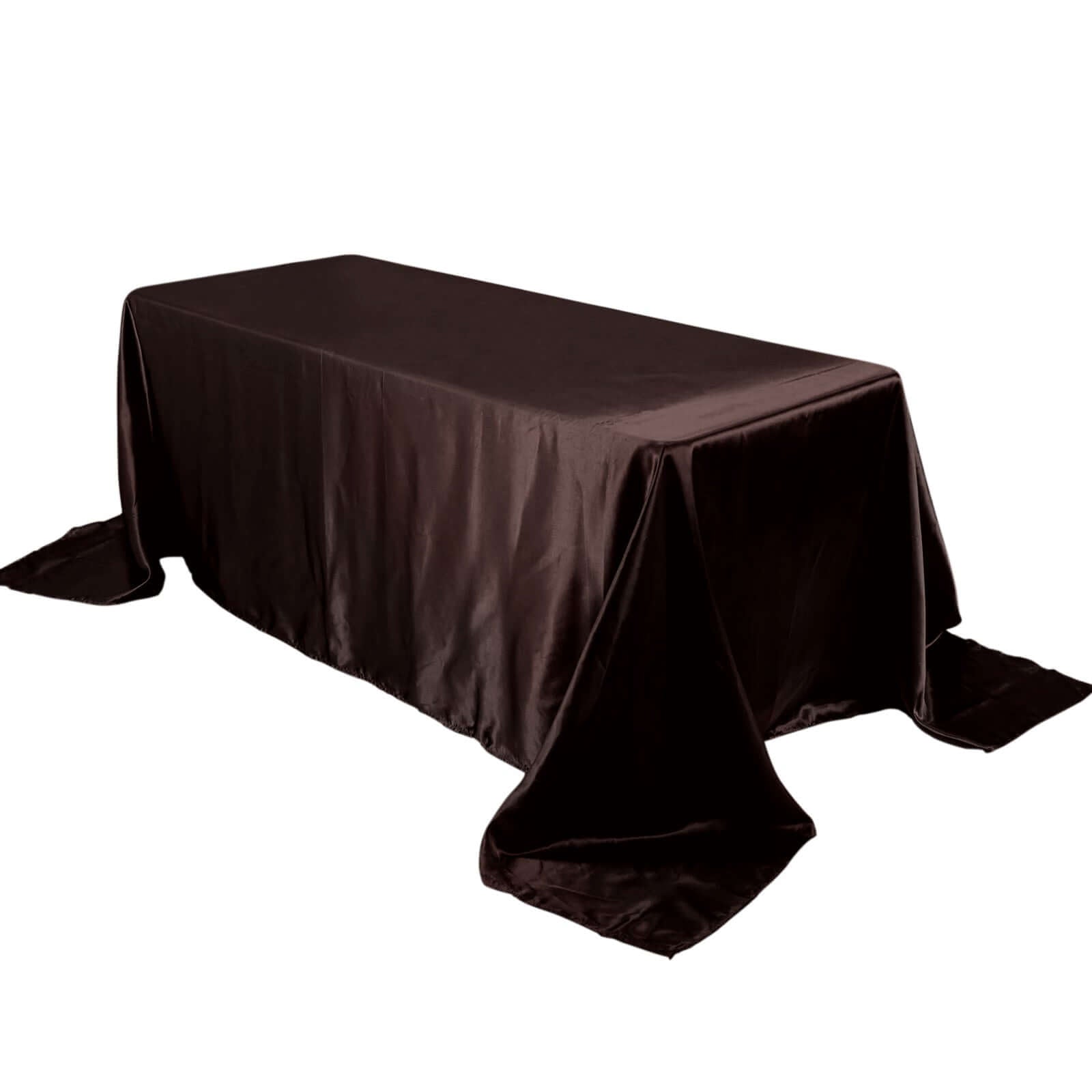 Satin Rectangular 90"x132" Tablecloth Chocolate - Seamless Table Cover - Linen Luxes