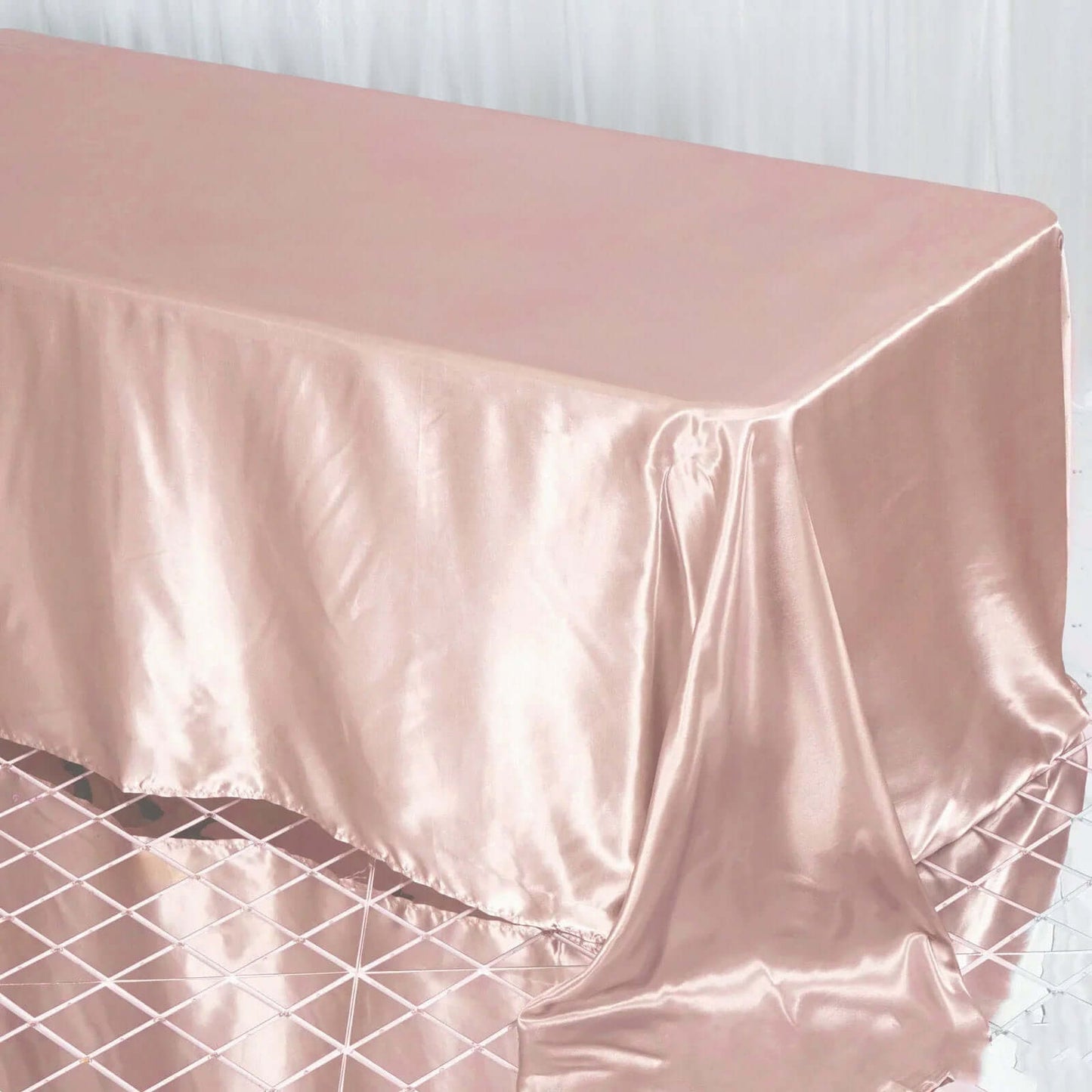 Satin Rectangular 90"x132" Tablecloth Dusty Rose - Seamless Table Cover - Linen Luxes