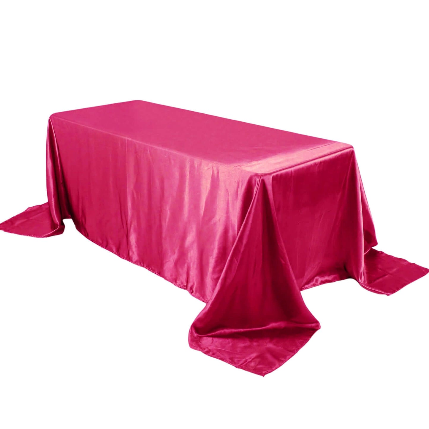 Satin Rectangular 90"x132" Tablecloth Fuchsia - Seamless Table Cover - Linen Luxes
