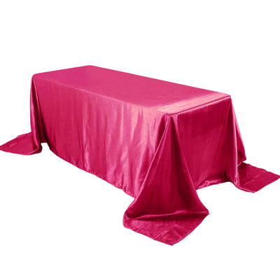 Satin Rectangular 90"x132" Tablecloth Fuchsia - Seamless Table Cover - Linen Luxes